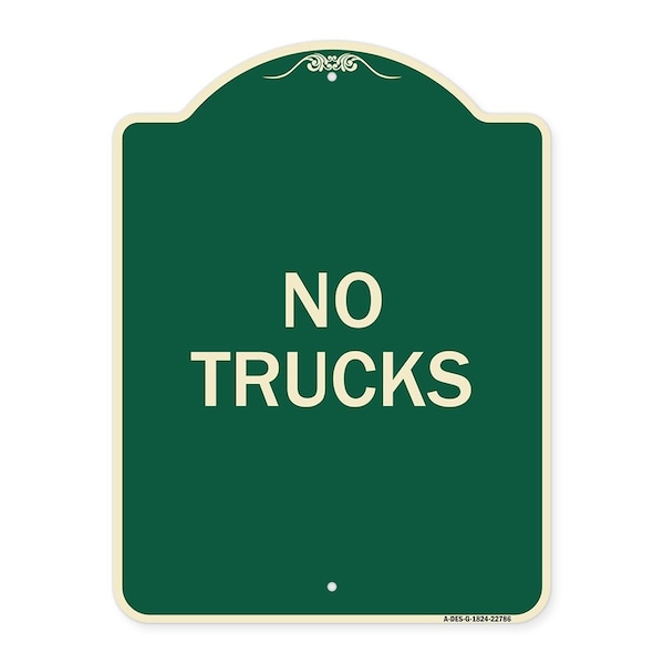 Designer Series Truck No Trucks, Green & Tan Heavy-Gauge Aluminum Sign, 24" x 18", G-1824-22786